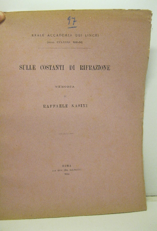 Dulle costanti di rifrazione. Memoria